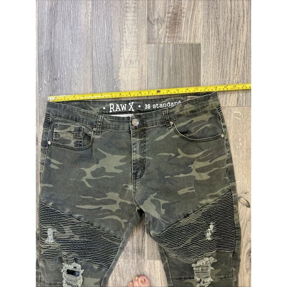 Raw X Standard Straight Leg Rock Military Green Camo Jeans Size 36/30 - Picture 11 of 12